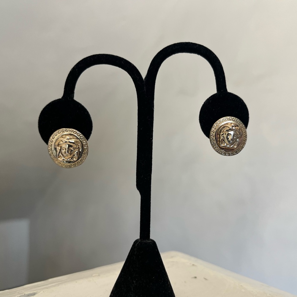 Versace Inspired Gold-tone Tribute Medusa Earrings